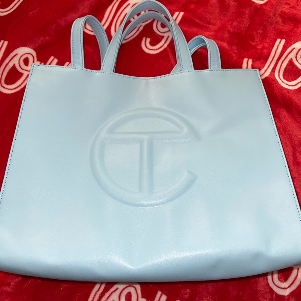 Telfar medium blue tote